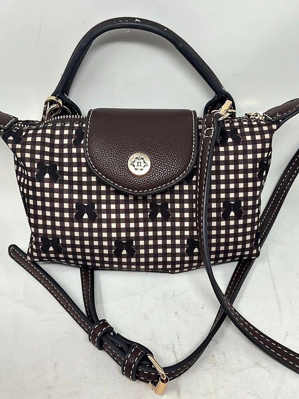 Nanette Lepore Checkered Crossbody Bag in Brown